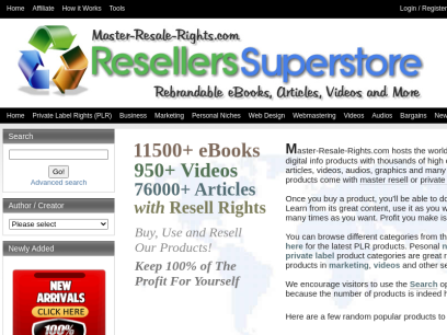 Private Label Rights (PLR), Master Resale Rights, Resell Rights, Private Label Right, PLR eBook, Video, PLR Articles. Largest Catalog.