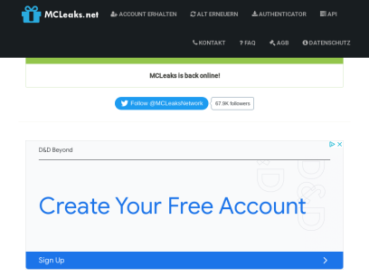 MCLeaks.net - Free MC Accounts