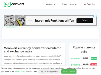 Currency converter, exchange rates - Mconvert