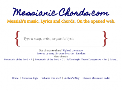Messianic Chords: Messiah&#39;s music. Lyrics and chords. On the opened web.