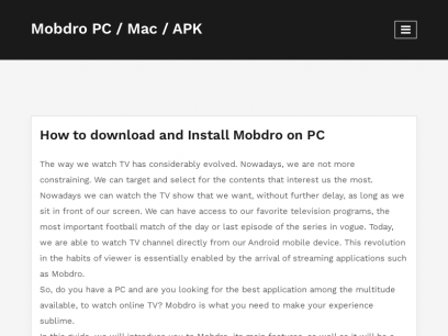 How to download and Install Mobdro on PC - Mobdro PC / Mac / APK