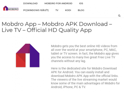 Official Mobdro Live TV app - HD - APK download for Free - Mobdro App