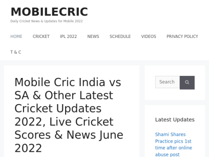 Mobile Cric IPL 2021 Live Cricket match www.mobilecric.com