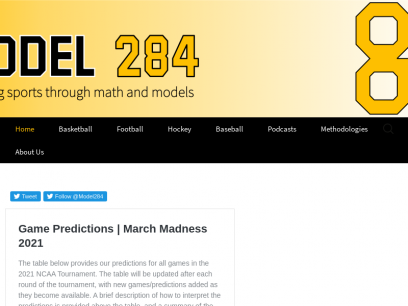 Model 284 | Analyzing sports through math and models