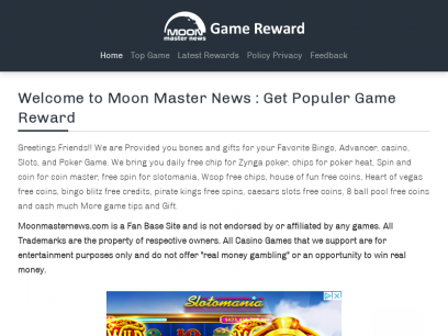 Moon Master News : Free chips spin coin code reward your game 