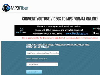 MP3Fiber - YouTube to MP3 Online Converter