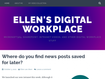 Ellen&#039;s Digital Workplace &#8211; Microsoft365, SharePoint, Intranet videos, and other Digital Workplace stuff