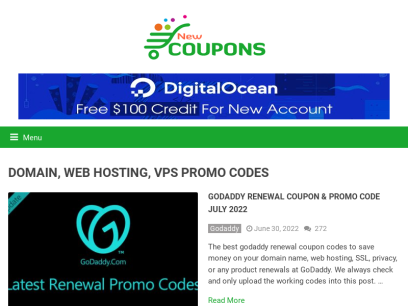 New Coupons - Domain, Hosting and VPS Promo Codes