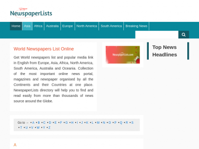 World Newspapers List - Latest News Sites Online