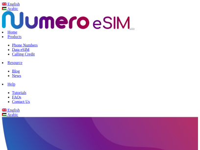 Numero eSIM App - Homepage