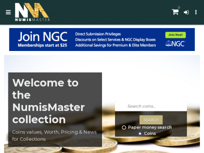 NumisMaster | Collector coin and paper money data and values and numismatic news since 1952.