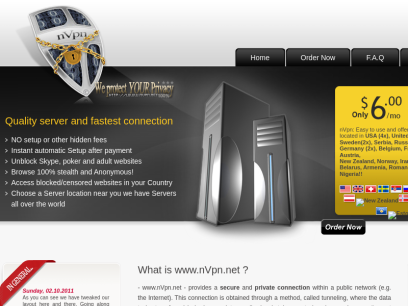 nVpn.net - 100% Safe | NO Log VPN | Anonymous VPN | OpenVPN, Squid &amp; Socks5 Proxy, L2TP/IPSec(IKEv1/2) | Portforward | Shared/Dedicated IP