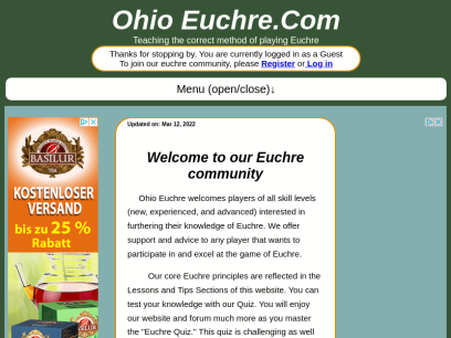 The most comprehensive Euchre website anywhere, Ohio Euchre