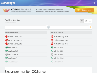 
            Exchanger monitor with the best e-currency exchange rates in one place
    