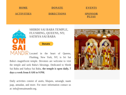 Sai Baba Temple Flushing, Queens, New York, NY; Shirdi Sai Baba, Sathya Sai Baba