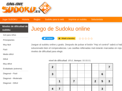 Sudoku Online - Juego de sudoku gratis | OnlineSudoku.es