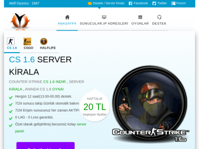 Counter-Strike 1.6,CsGo,Ts3 Server Kirala,Kurma,satın al