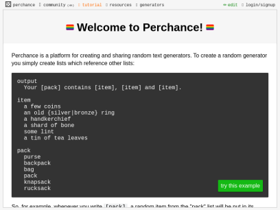 Create a Random Generator - Perchance.org ― Perchance