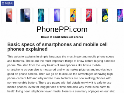 Smartphone basics explained simply, how screen size measured, what makes mobile phone screen good, phone camera MP importance, non-removable battery advantages, why mobile cell phone radiation is safe