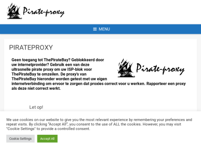 PirateProxy - Via een Piratebay mirror of alternative de site die je zoekt!