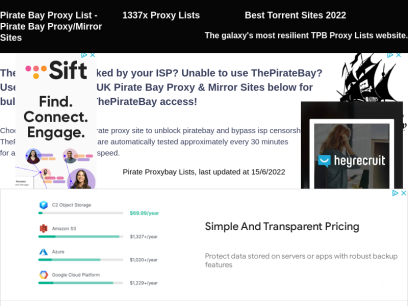 Pirate Proxy List 2021  - Pirate Bay Proxy/Mirror Sites