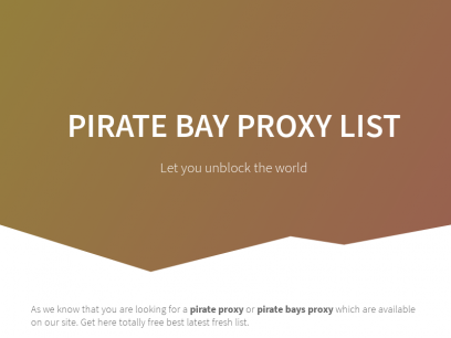 Pirate Proxy Free List/Mirror Unblocked | Official site