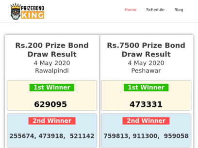 PrizeBondKing - Prize Bond Results, Lists, Draws &amp; Schedules