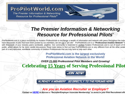 ProPilotWorld.com - The Premier Information &amp; Networking Resource for Professional Pilots®
