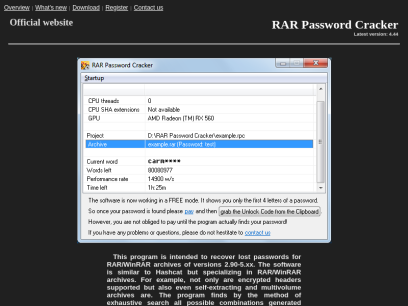 screwsoft rar password unlocker