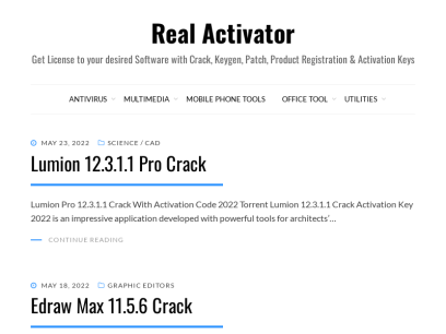 Real Activator - Get License to your desired Software with Crack, Keygen, Patch, Product Registration &amp; Activation Keys