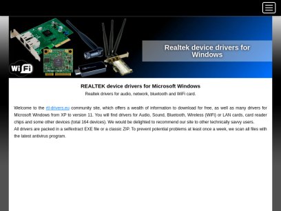 REALTEK device drivers for Microsoft Windows