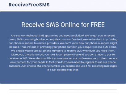  ReceiveFreeSMS Online | Free Temporary Phone Number 