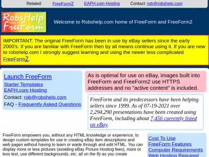 Welcome to Robshelp.com home of FreeForm and FreeForm2 helps for eBay item descriptions