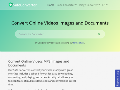 Safe Converter - Convert Online Videos MP3 Image and Documents