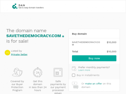 The domain name SAVETHEDEMOCRACY.COM is for sale