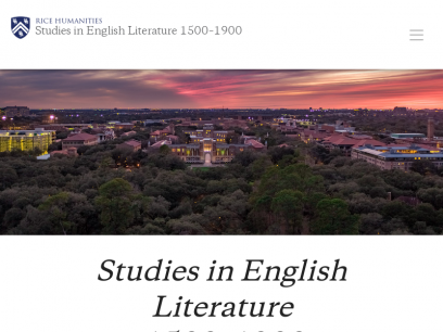 Studies in English Literature 1500–1900 | Rice University