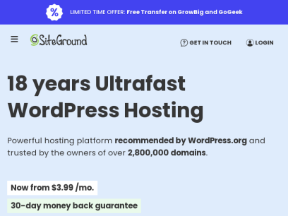 Web Hosting Services Crafted with Care from $4.99/mo - SiteGround
