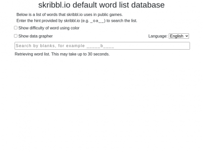 skribbl.io hints - Search the default word list used by skribbl.io