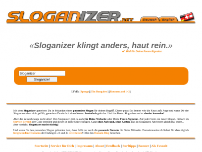 Sloganizer.net - Instant Slogans mit dem Slogan Generator.
