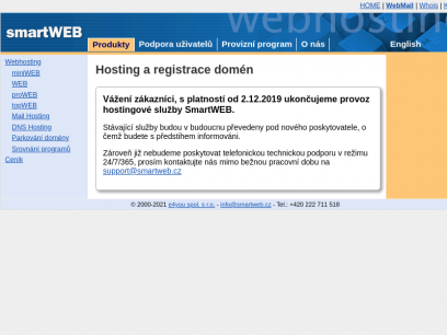 Hosting a registrace domén - SmartWEB.CZ