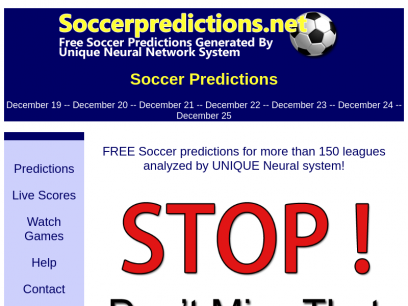 Soccer Predictions  --  Generated By Amazing Neural System Network