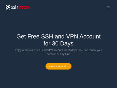 SSHMax - Get Free SSH and VPN Account for 30 Days