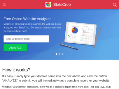 Free Online Website Analyzer - Traffic, SEO, Security and Performance - StatsCrop