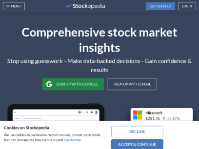 Stockopedia - Stock Screening, Ratings, &amp; Portfolio Analysis