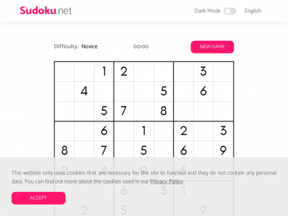 Sudoku.net &bull; Single-solution, symmetrical sudoku grids