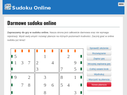 Sudoku Online - Za darmo i bez pobierania 2021