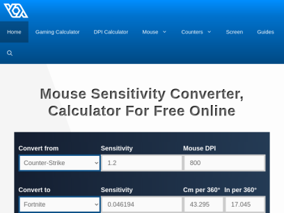 Mouse Sensitivity Converter, Calculator For Free Online