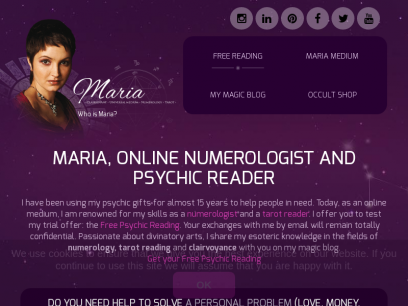 Psychic reading &amp; Tarot reading online - Maria medium - Free psychic readings by email