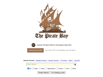 The Pirate Bay - Download movies, music, software in one click!