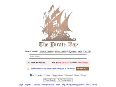 Piratebay - Download movies, music, games and software!